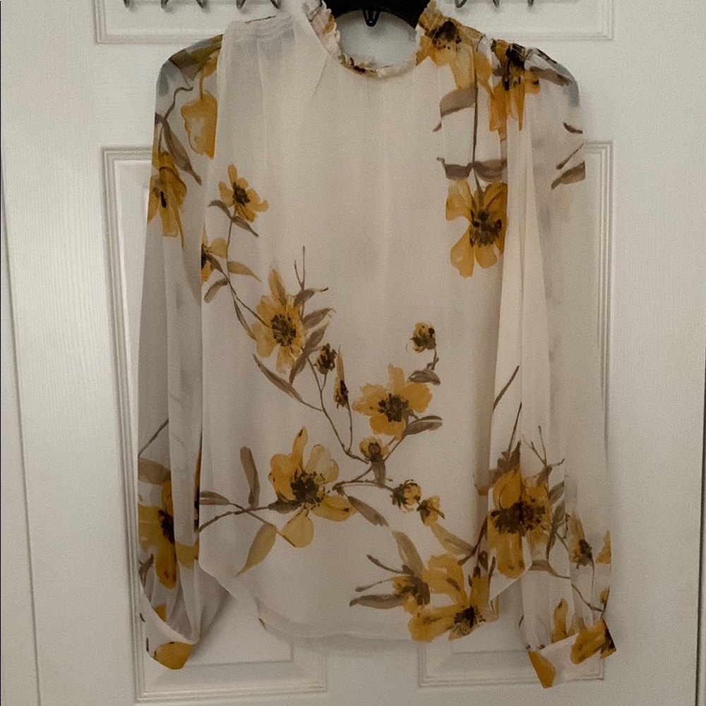 Wilfred Cream Yellow Floral Sheer Blouse
